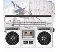 Portable Cassette Player Recorder with Bluetooth and AM/FM Radio, Supports SD/USB Input, Retro Boombox for Family Gatherings and Travel