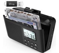 Portable Cassette Player with 3W Big Speaker Cassette Tape Recorder via Built-in Microphone, Cassette Convert to MP3, Supports External Microphone Input Power (Black)