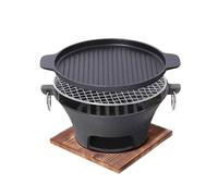 Portable Cast Iron Chal Grill, Heavy Du Nonstick BBQ Stove With Roasting Pan & Mesh Net, Cact Outdoor Camping Fire Pit For Home Indoor Use, Middle Size