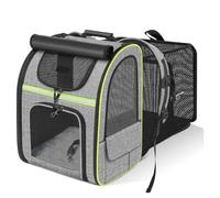 Portable Cat Backpack, Expandable Pet Outing Bag, Breathable Foldable Dog Bag, Outside Shoulder Pet Dog Kit(Gray Green)
