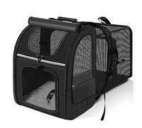 Portable Cat Backpack, Expandable Pet Outing Bag, Breathable Foldable Dog Bag, Outside Shoulder Pet Dog Kit(Black)