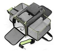 Portable Cat Bag, Foldable Small Dog Bag, Car Pet Outing Bag, Expandable Pet Tote Case(Gray-green,XL)