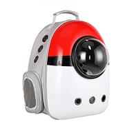 Portable Cat Bag Space Capsule Pet Backpack Cat Dog Backpack Puppy Handbag Suitable for Outdoor Travel (Red+white+grey)