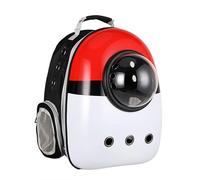Portable Cat Bag Space Capsule Pet Backpack Cat Dog Backpack Puppy Handbag Suitable for Outdoor Travel (Red+white)