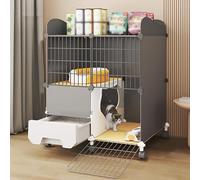 Portable Cat Cage, Cat Crate, Cat Litter Box Integrated Cat Villa, Detachable Metal Wire Cat Kennels, Storage Space on the Top(75x39x89cm)