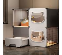 Portable Cat Cage - Indoor Cat Playpen & Enclosure With Litter Box, Cat Villa Pet Playpen, Easy Assembly, Spacious 75X75X73Cm, Ideal For Cats And Kittens,75x39x73cm