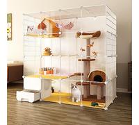 Portable Cat Cage, Large Indoor Cat Cage, Indoor Cat Cage with Litter Box, Pet Cages for Small Animals, Indoor Diy Cat Playpen, for Small Dog and Cat,147 * 75 * 147cm