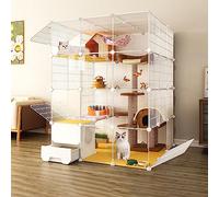 Portable Cat Cage, Large Indoor Cat Cage, Indoor Cat Cage with Litter Box, Pet Cages for Small Animals, Indoor Diy Cat Playpen, for Small Dog and Cat,111 * 111 * 147cm