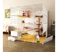 Portable Cat Cage, Large Indoor Cat Cage, Indoor Cat Cage with Litter Box, Pet Cages for Small Animals, Indoor Diy Cat Playpen, for Small Dog and Cat,147 * 147 * 147cm