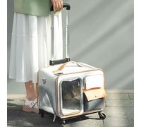 Portable Cat Carrier with Wheels, Removable Transport Box for Pets, Adjustable Telescopic Handle, Ideal for Cats up to 9kg, Lightweight and Easy to Carry (Color: B)