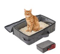 Portable Cat Litter Box,Cat Travel Litter Box With Lid And Handle - Waterproof No Smell Sturdy Lightweight Foldable Litter Box With A Scoop For Travel Litter Collection