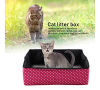 Portable Cat Litter Box - Outdoor Travel Cat Toilet for Easy Use - Foldable, Lightweight, and Leakproof Sand Basin - for Pets on the Go (Rose Dot)