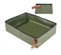 Portable Cat Litter Tray - Waterproof Cat Litter Box | Portable for Travel Home Camping Car Plane On the Go PVC Oxford Cloth Green 2 Sizes Available, Pack of 1