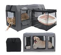 Portable Cat Playpen with Litter Box Room & Soft Mat, LitaiL 39” Dog House Indoor, Foldable Kitten Dog Pet Playpen with Carrying Case for Outdoor, Cat Playpen for Indoor Cats Enclosed