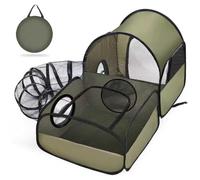 Portable Cat Playpen with Surround Tunnel, 2-Linked-Enclosed Areas, Ideal Cat Tent Outdoor or Cat Playpen for Indoor Cats Enclosed.Breathable Mesh Design for Indoor & Outdoor Use(Green)