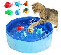 Portable Cat Pool With Interactive Fish Toys - Water Splash Play Set for Indoor Cats Self Play