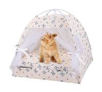 Portable Cat Tent Bed | Floral Pet Cave Play Shelter | Semi-Enclosed Movable Dog Nest Tent | Indoor Outdoor Sunshade Bed For Pets, Lightweight Folding Design For Cat Rest Area Or Puppy Shade, Coz