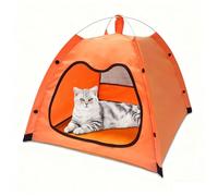 Portable Cat Tent Pop-Up - Foldable Cat House Tent with Breathable Mesh Panels, Double-Sided Reversible Cushion, Easy Tool-Free Setup and Compact Storage for Travel, Patio, Balcony