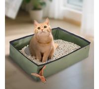 Portable Cat Toilet Cat Litter Tray for Kittens 30 x 40 x 10 cm Space Saving Pet Toilet Foldable Cat Litter Tray PVC Oxford Cloth Solution with High Edge and Open Top for Outdoors, Camping, Home