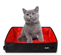 Portable Cat Travel Litter Tray, XXL Foldable Travel Cat Litter Box 50 x 40 cm, Large, Waterproof, Easy to Clean for Kitten Indoor Outdoor Camping Car Travel Toilet, Red
