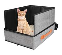 Portable Cat Tray For Cats - Foldable Leakproof Cat Container, Travel Pet Roof Storage, Zipper Design, Kitten Burglar Tool | For Indoor Camping Airplane Hotel Auto Outdoor