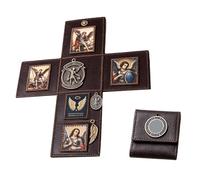 Portable Catholic Altar, Hand Folding Catholic Pocket Altar, Portable Devotional with Sacred Images and Religious Medals for Retreats, Travel and First Communion
