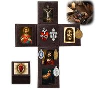 Portable Catholic Pocket Altar, Foldable Prayer Altar with Jesus Images and Religious Ornament, Travel Devotional for Daily Prayer, Retreats, Christian Gifts for Men and Women