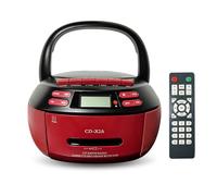 Portable CD and Cassette Player Combo with FM Radio, USB/AUX Playback, Stereo Sound, Remote Control, Tape Recording, AC/DC Powered， color: Red