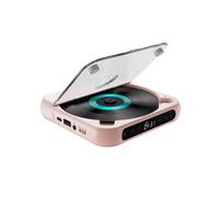 Portable CD Player Bluetooth Speaker,LED Screen, Stereo Player, Wall Mountable Music with FM Radio-Pink