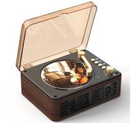 Portable CD Player Bluetooth with Speakers - Lehwey Desktop CD Players for Home, Built-in Dual Stereo Speakers, FM Radio, Repeat, Remote Control, Supports USB/AUX/Type-C, Retro Gift, for Kids, Brown