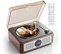 Portable CD Player Bluetooth with Speakers - Lehwey Retro Vertical CD Player with LED Screen & Timer, Built-in Speakers for Home, Remote Control, Support USB/AUX/FM Radio/Repeat, Vintage Gift for Kids