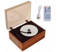 Portable CD Player Bluetooth with Speakers, Small Retro DVD Player with Remote Control, Supports USB/AUX/Type-C, Rechargeable Music Player, 3.5mm AUX Desktop CD Player for Home Office Decor Brown