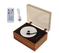 Portable CD Player Bluetooth with Speakers, Small Retro DVD Player with Remote Control, Supports USB/AUX/Type-C, Rechargeable Music Player, 3.5mm AUX Desktop CD Player for Home Office Decor (Brown)