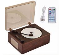 Portable CD Player Bluetooth with Speakers, Small Retro DVD Player with Remote Control, Supports USB/AUX/Type-C, Rechargeable Music Player, 3.5mm AUX Desktop CD Player for Home Office Decor Walnut