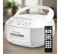 Portable CD Player Boom Box with Cassette Tape Function, Dual 3W Speakers, Remote Control, Compatible with Multiple CD Formats for Music and Gatherings