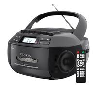 Portable CD Player Boombox Cassette Player with Bluetooth, AM FM MP3 Radio, Remote Control, LED Display for Home & Family Use Black