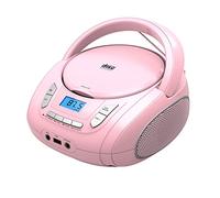 Portable CD Player Boombox with Bluetooth, FM Radio, USB MP3 Playback,3.5mm AUX Headphone Jack and USB Input, Compact CD Player Radio Stereo System (Radio CD Boombox Pink)