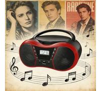 Portable CD Player Boombox with LCD Display, Headphone, AC/Battery Operation, Sleep Timer, AUX/USB/FM Connectivity for Easy Use at Home or on the Go