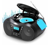 Portable CD Player Boombox with LCD Display, Headphone, AC/Battery Operation, Sleep Timer, AUX/USB/FM Connectivity for Easy Use at Home or on the Go