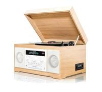 Portable CD Player, Cassette & Vinyl Record Player with Built-in Speakers, 5.0 Bluetooth, Supports AM/AUX/Headphone, Full-format Playback for Home and Office