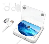 Portable CD Player for Car, External Car CD Player USB Plug and Play, AUX Port, USB Extension Cable, Personal CD Players for Home/office/Car/Laptop/Computer/TV (White) (White)