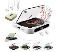 Portable CD Player, Home CD Player, Built-in Hi-Fi Speaker, Support USB/Bluetooth and Loop Play Mode, Wall-mountable Remote Control, Suitable for Home, Office and Travel