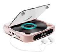 Portable CD Player,Personal CD Player with Bluetooth,Rechargeable Small CD Players Headphones,Built-in HiFi Speakers,LCD Screen,for Home,Office,Travel Multi-Room Use (Pink)