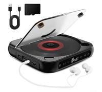 Portable CD Player Rechargeable Compact Lightweight Anti-Skip MP3 CD-R/RW AUX Headphone Jack LCD Display for Home Travel Car(black)