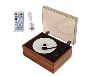 Portable CD Player Rechargeable Remote Control Home Music Player Bluetooth 5.0 Support CD BT USB 3.5mm AUX Speakers Retro DVD Player Type-C Desktop for Home Office Decor Three Colors (Woodgrain Brown)