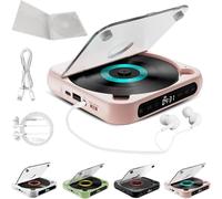 Portable CD Player with Bluetooth 5.3 - Hi-Fi Sound,Wireless & Wired Playback,Rechargeable Battery, Supports CD/CD-RW/MP3 and Repeat Modes,Compact & Lightweight for Travel,Home,Car