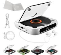 Portable CD Player with Bluetooth 5.3 - Hi-Fi Sound,Wireless & Wired Playback,Rechargeable Battery, Supports CD/CD-RW/MP3 and Repeat Modes,Compact & Lightweight for Travel,Home,Car