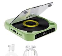 Portable CD Player with Bluetooth 5.3, Rechargeable CD Players with Speaker,Compact CD Player for Home Car Study Travel, LCD Screen Display, Repeat Modes,Headphones, Supports CD/AUX/USB (Green,1PC)