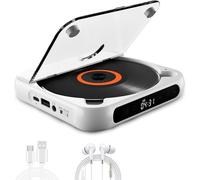 Portable CD Player with Bluetooth 5.3, Rechargeable CD Players with Speaker,Compact CD Player for Home Car Study Travel, LCD Screen Display, Repeat Modes,Headphones, Supports CD/AUX/USB (White,1PC)