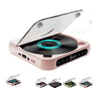Portable CD Player with Bluetooth 5.3, Rechargeable Players with Speaker, LCD Screen Display, Timer, Repeat Modes, Portable Remote Controls External Playback Function Desktop Music Player (pink)